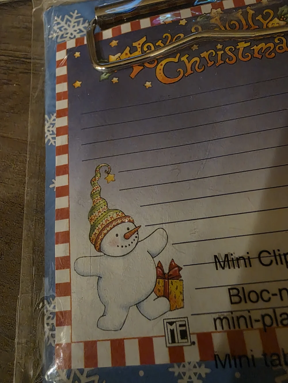 3 Piece Lot Mary Engelbreit Holiday Notepad & Mini Clipboard & 2 Emery Boards